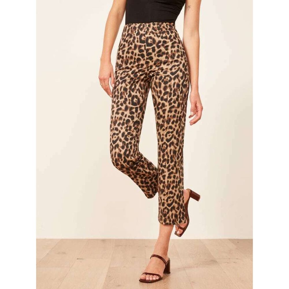 REFORMATION Leopard Print MARLON High Waist Crop 0
